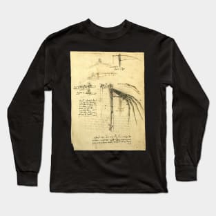 Wing of a Flying Machine by Leonardo da Vinci Long Sleeve T-Shirt